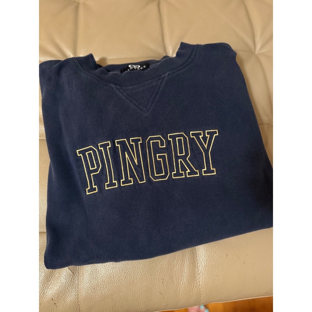 Vintage Vantage Pingry Sweatshirt Mens Large Navy Blue Cotton Crewneck Y2K 90s